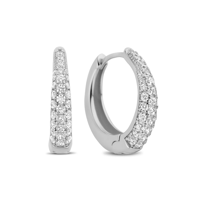 Casablanca Sterling Silver CZ Hoop Earrings