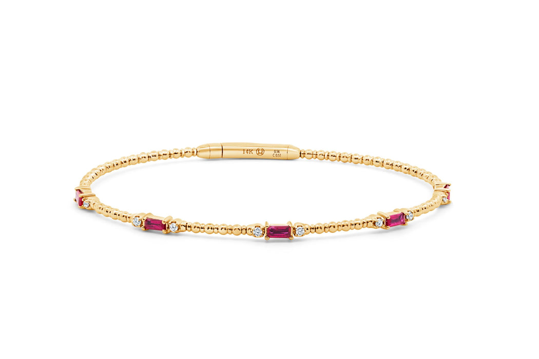 14kt Yellow Gold Diamond & Ruby Bangle