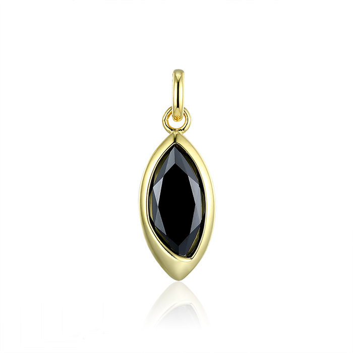 Casablanca Gold Tone Sterling Silver Black Stone Necklace