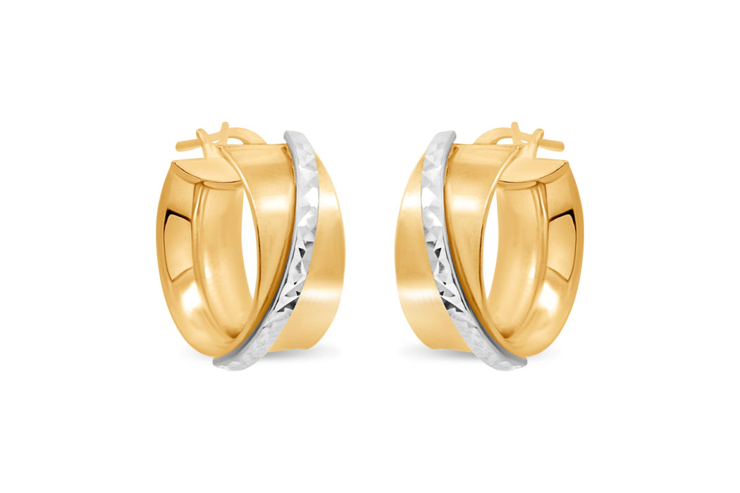 Casablanca Two-Tone Wide Hoop Earrings: Small