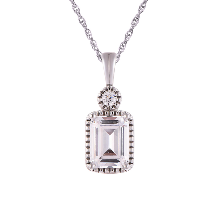 Casablanca Emerald Cut Birthstone Sterling Silver Necklace