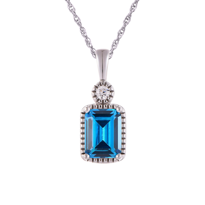 Casablanca Emerald Cut Birthstone Sterling Silver Necklace