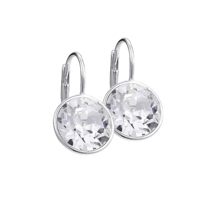 Casablanca Sterling Silver Flora Mini Clear Crystal Drop Earrings