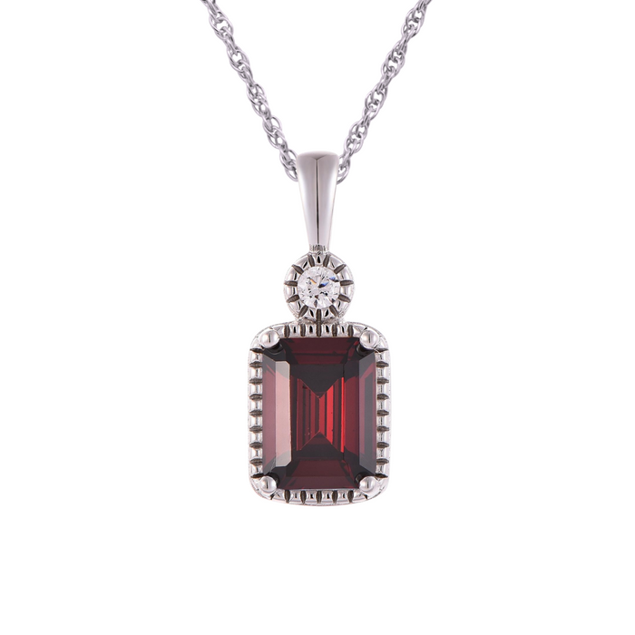 Casablanca Emerald Cut Birthstone Sterling Silver Necklace