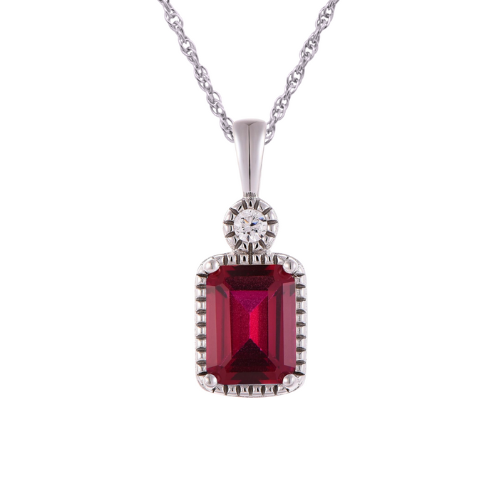 Casablanca Emerald Cut Birthstone Sterling Silver Necklace