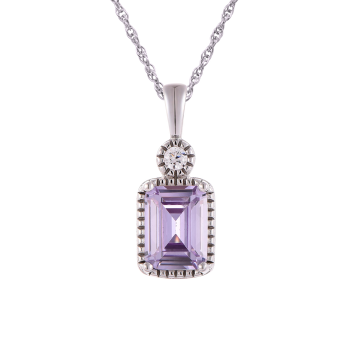 Casablanca Emerald Cut Birthstone Sterling Silver Necklace