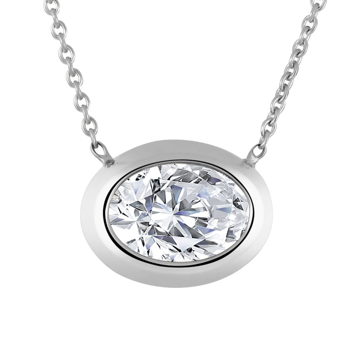 Casablanca 1.50ct Sterling Silver Oval lab Grown Bezel Necklace