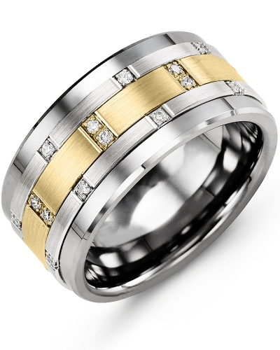 Madani Scattered Wide Diamond Men's Wedding Band: Tungsten