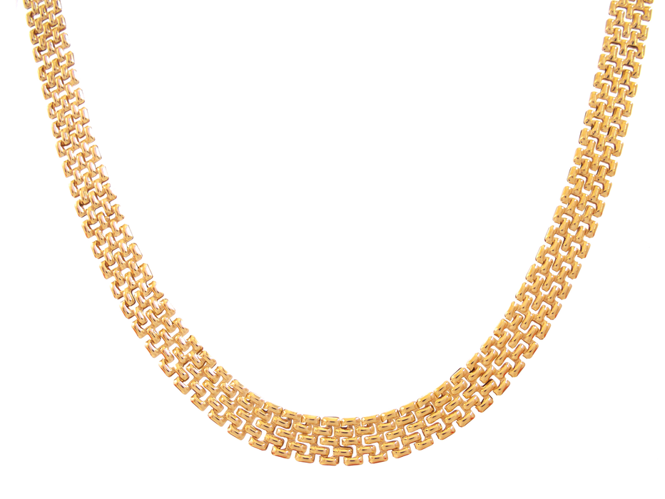 Casablanca Gold Plated Flat Mesh Sterling Silver Necklace