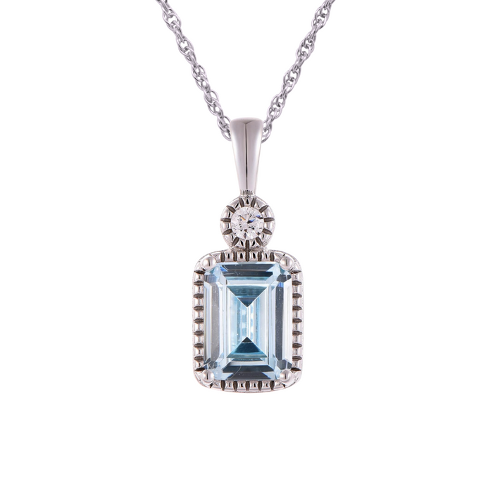 Casablanca Emerald Cut Birthstone Sterling Silver Necklace