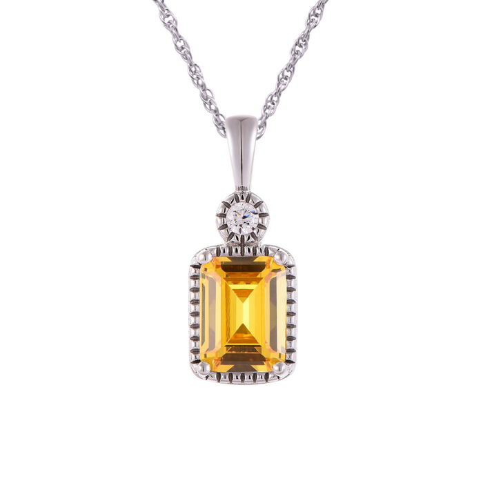 Casablanca Emerald Cut Birthstone Sterling Silver Necklace