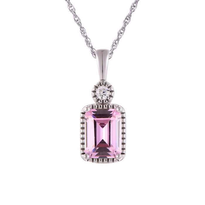 Casablanca Emerald Cut Birthstone Sterling Silver Necklace