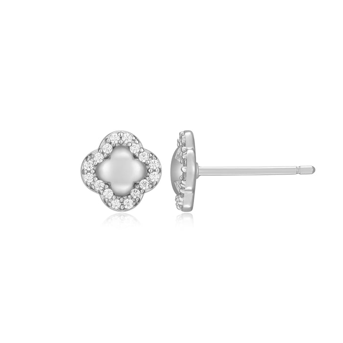 Monte Luna Silver Clover Stud Earrings