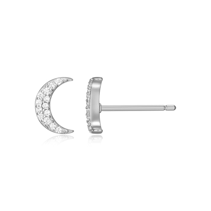 Monte Luna Silver Moon Stud Earrings