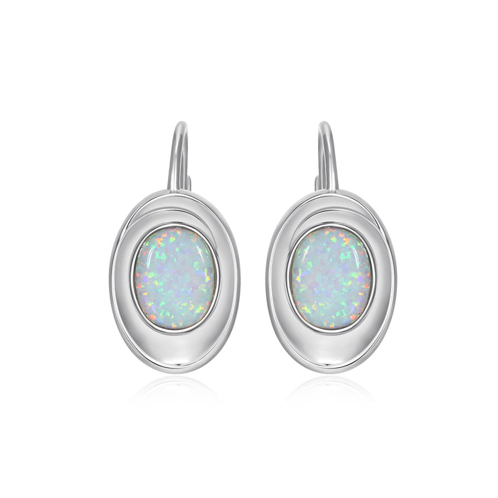 Elle Silver Created Opal Sterling Silver Earrings