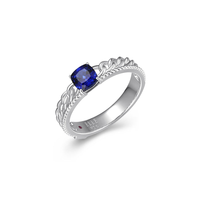 Elle Sterling Silver Weave Sapphire Ring