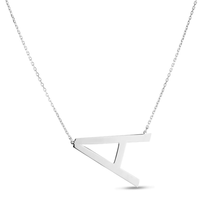 Silver Initial Necklace: Large