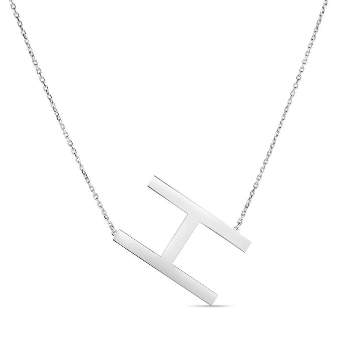 Silver Initial Necklace: Large