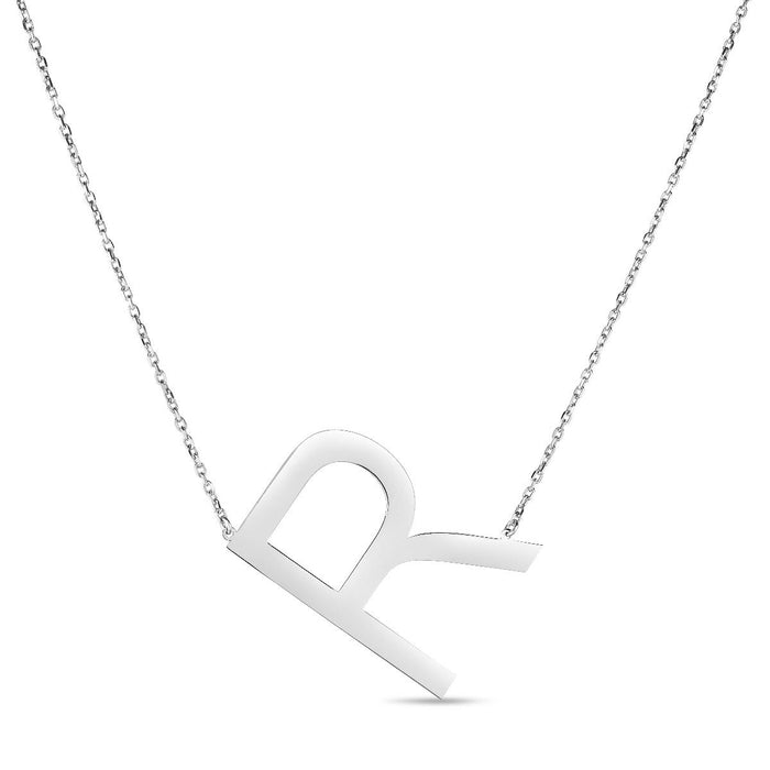 Silver Initial Necklace: Large