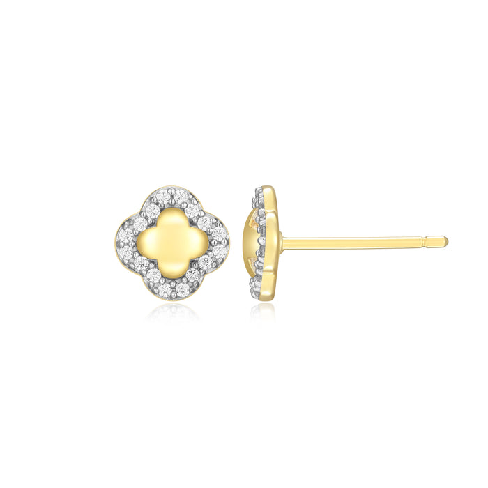 Monte Luna Gold Plated Clover Stud Earrings