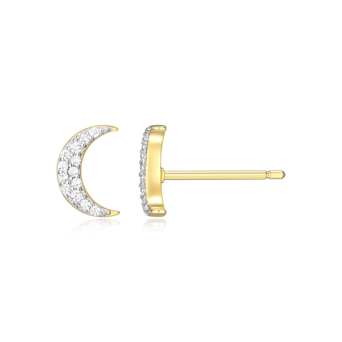 Monte Luna Gold Plated Crescent Moon Stud Earrings