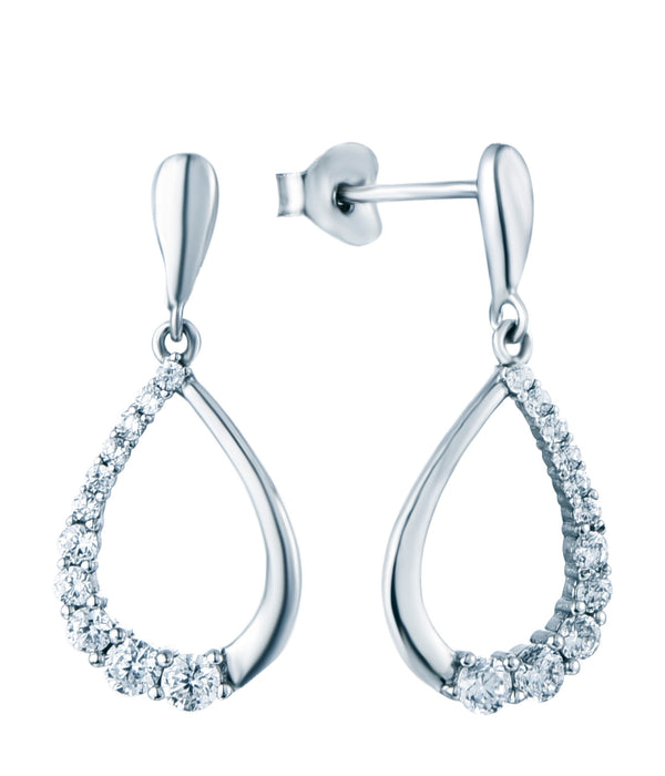 Casablanca Sterling Silver CZ Tear Drop Earrings