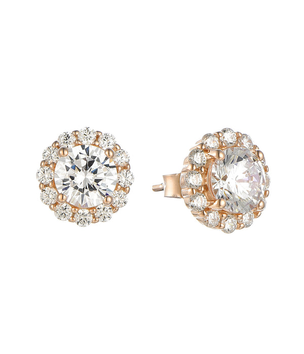 Casablanca Rose Gold Plated Halo Stud Earrings