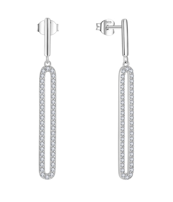 Casablanca Sterling Silver CZ Drop Stud Earrings