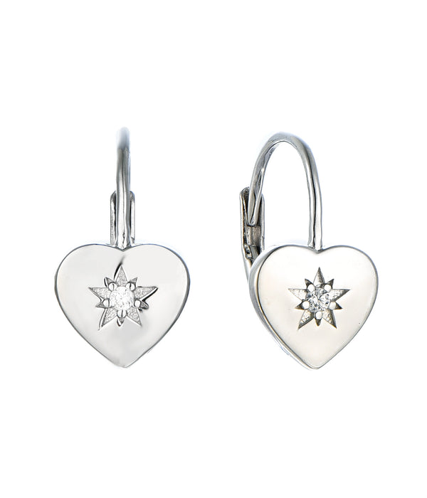 Casablanca Sterling Silver Heart CZ Stud Earrings