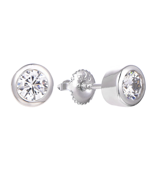 Casablanca Sterling Silver Bezel Stud Earrings