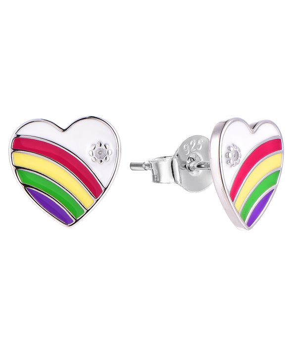 Casablanca Sterling Silver Colour Heart Earrings