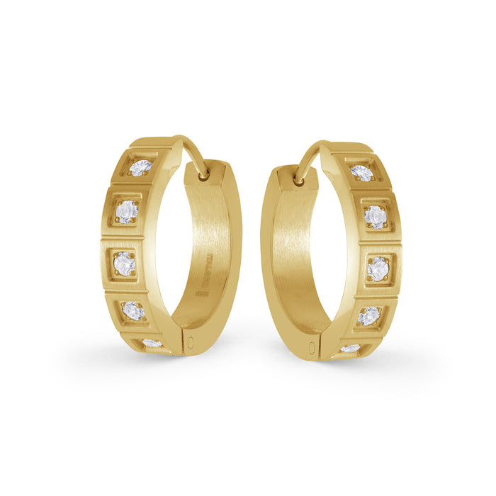 Italgem Stainless Steel Gold Tone Cuban Hoop Earrings