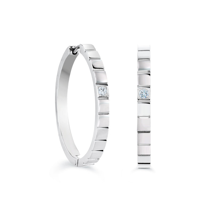 30MM Italgem Stainless Steel CZ Hoop Earrings