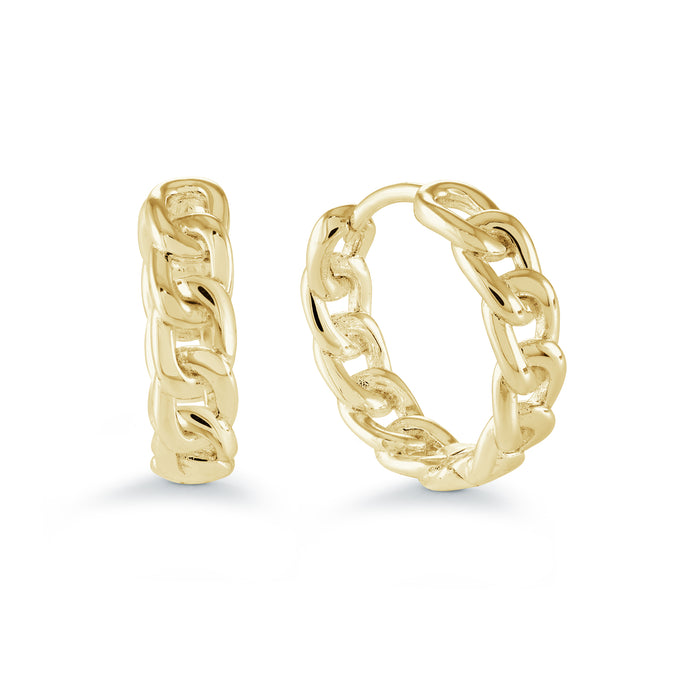 Italgem Stainless Steel Gold Tone Cuban Link Earrings