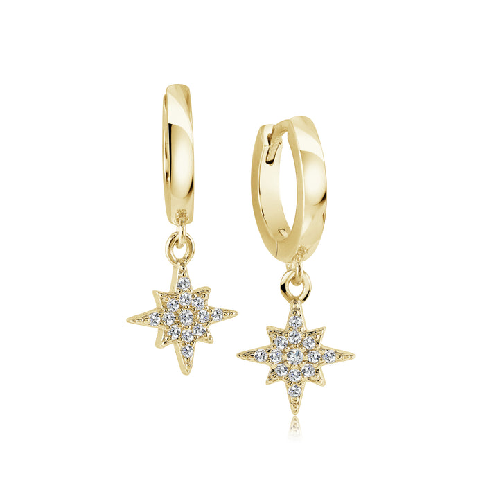 Italgem Stainless Steel Gold Tone North Star Earrings