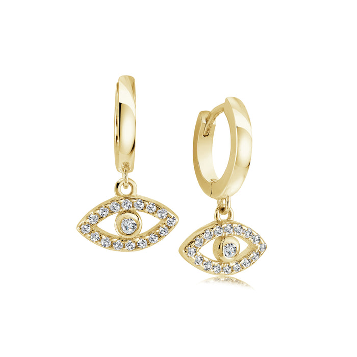 Italgem Stainless Steel Gold Tone Evil Eye Earrings