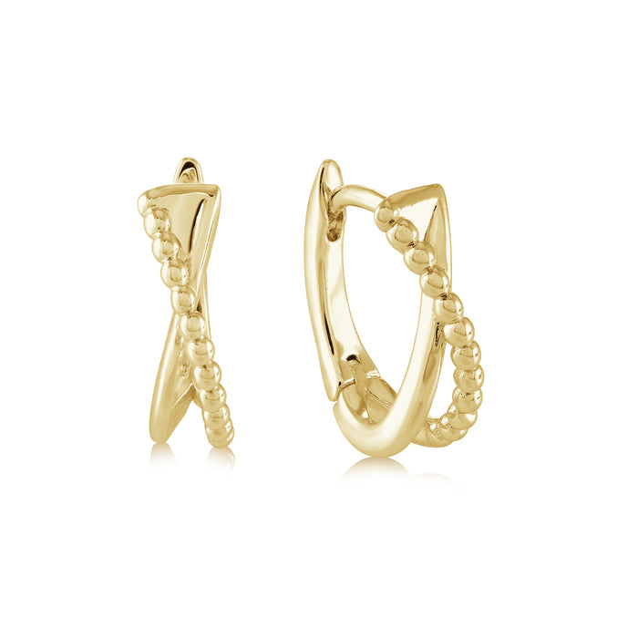 Italgem Stainless Steel Gold Tone Crossover Earrings