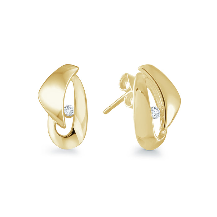 Italgem Stainless Steel Gold Tone Oval Earrings