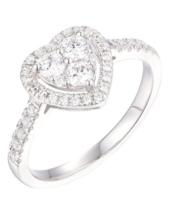 Casablanca Sterling Silver & CZ Heart Ring