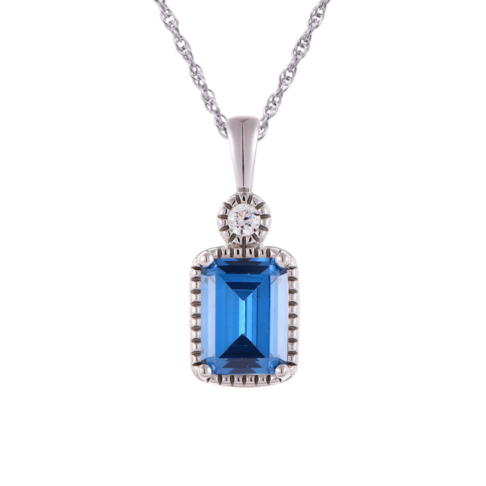 Casablanca Emerald Cut Birthstone Sterling Silver Necklace