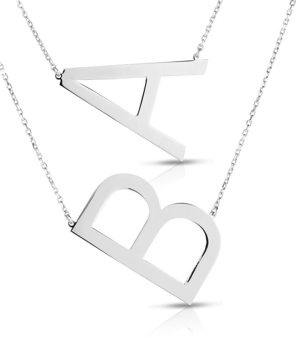 Silver Initial Necklace: Large