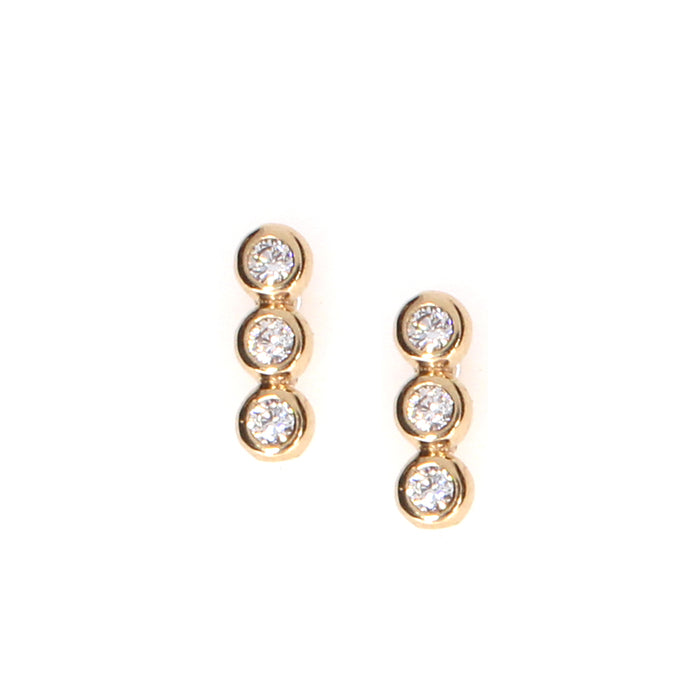 Three Stone Earrings: Rose Gold