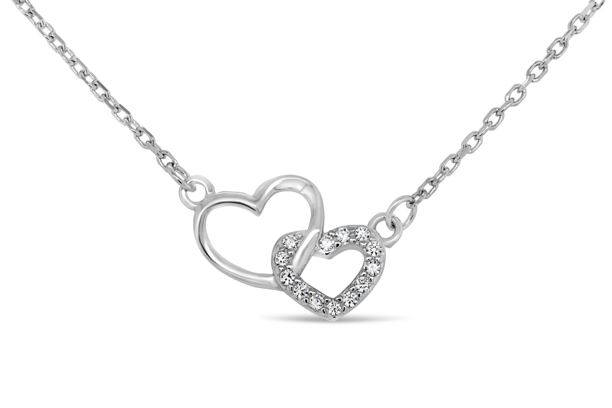 Double Heart Sterling Silver Necklace — Bogart's Jewellers