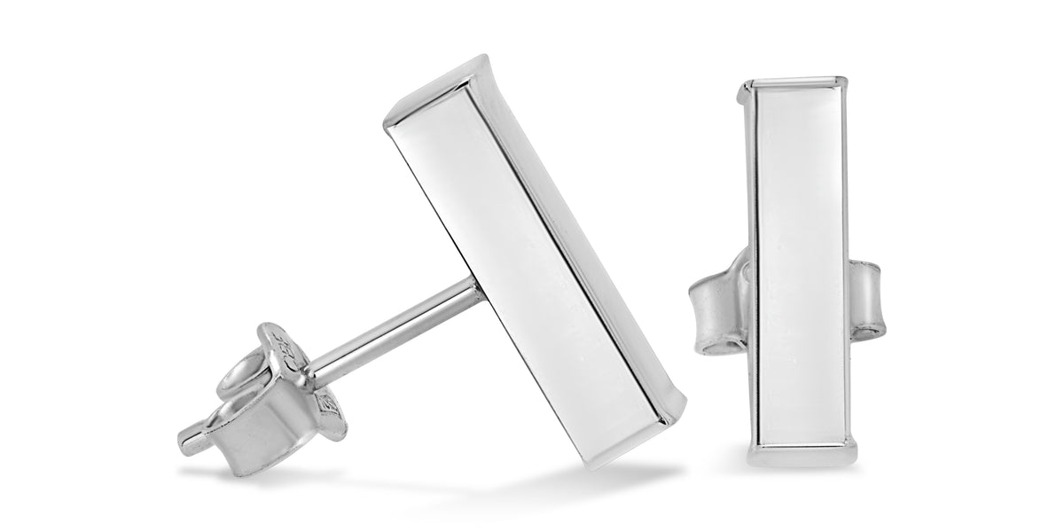 14k Gold Bar Stud Earrings Women s White