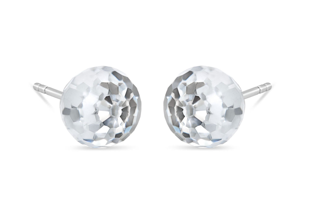 Casablanca Sterling Silver Crystal Ball Stud Earrings