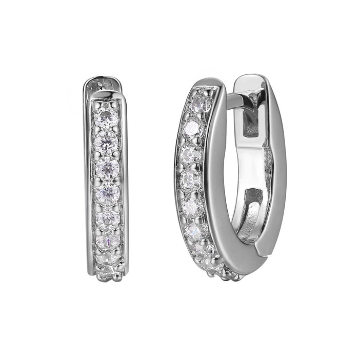 10MM Sterling Silver CZ Huggie Hoop Earrings