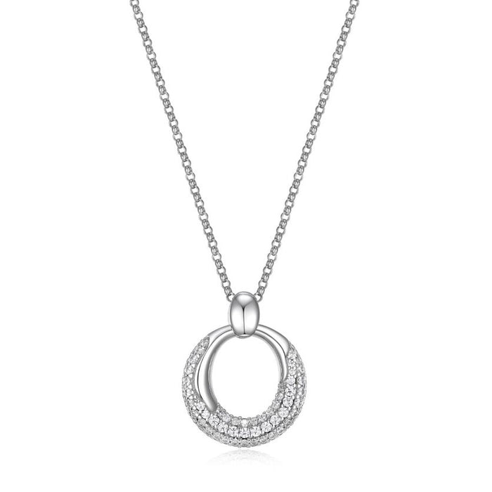 Elle Sterling Silver CZ Puffy Necklace