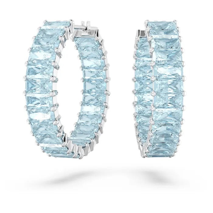 Swarovski Matrix Hoop Earrings: Blue