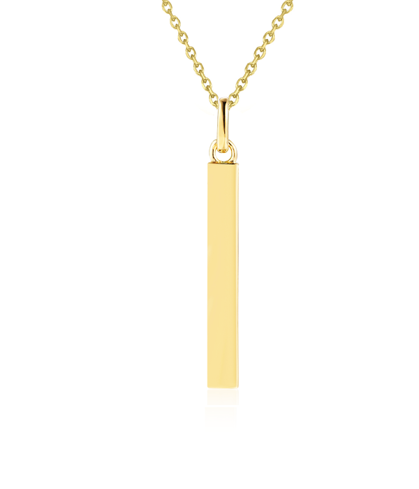 Vertical Bar Necklace: Gold Tone Sterling Silver