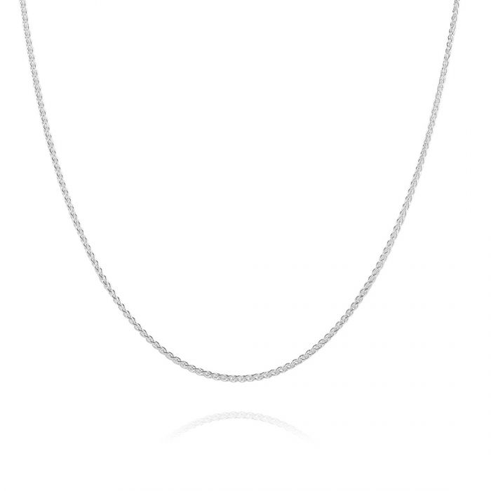 10KT White Gold 1mm Adjustable Wheat Chain